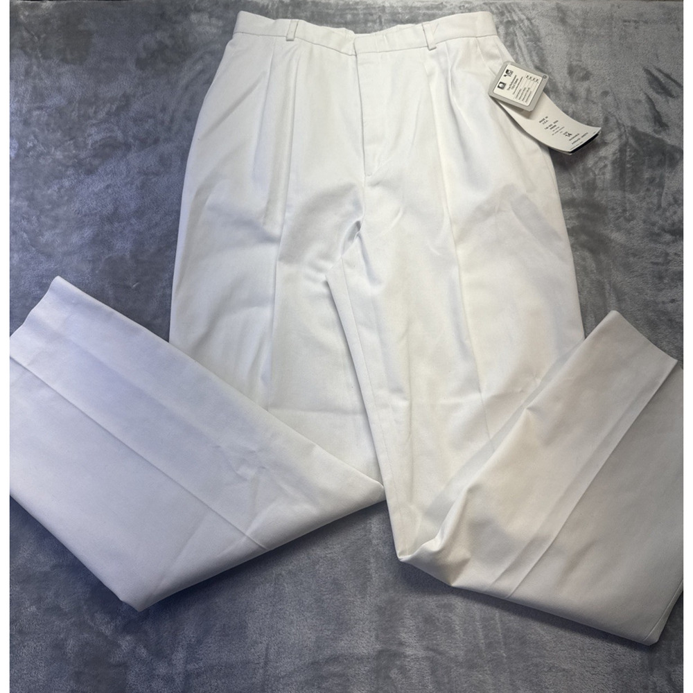Vintage NWT Haggar Womens White Pleated Dress Pants Size 14 High Rise Straight L